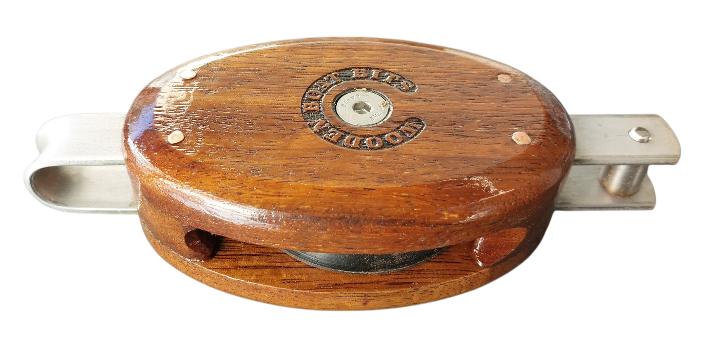 LARGE SINGLE BINDING BLOCK with ROLLER BEARING SHEAVE and BECKET