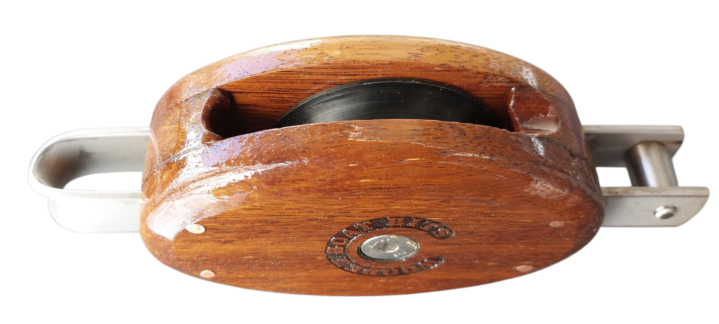 LARGE SINGLE BINDING BLOCK with ROLLER BEARING SHEAVE and BECKET