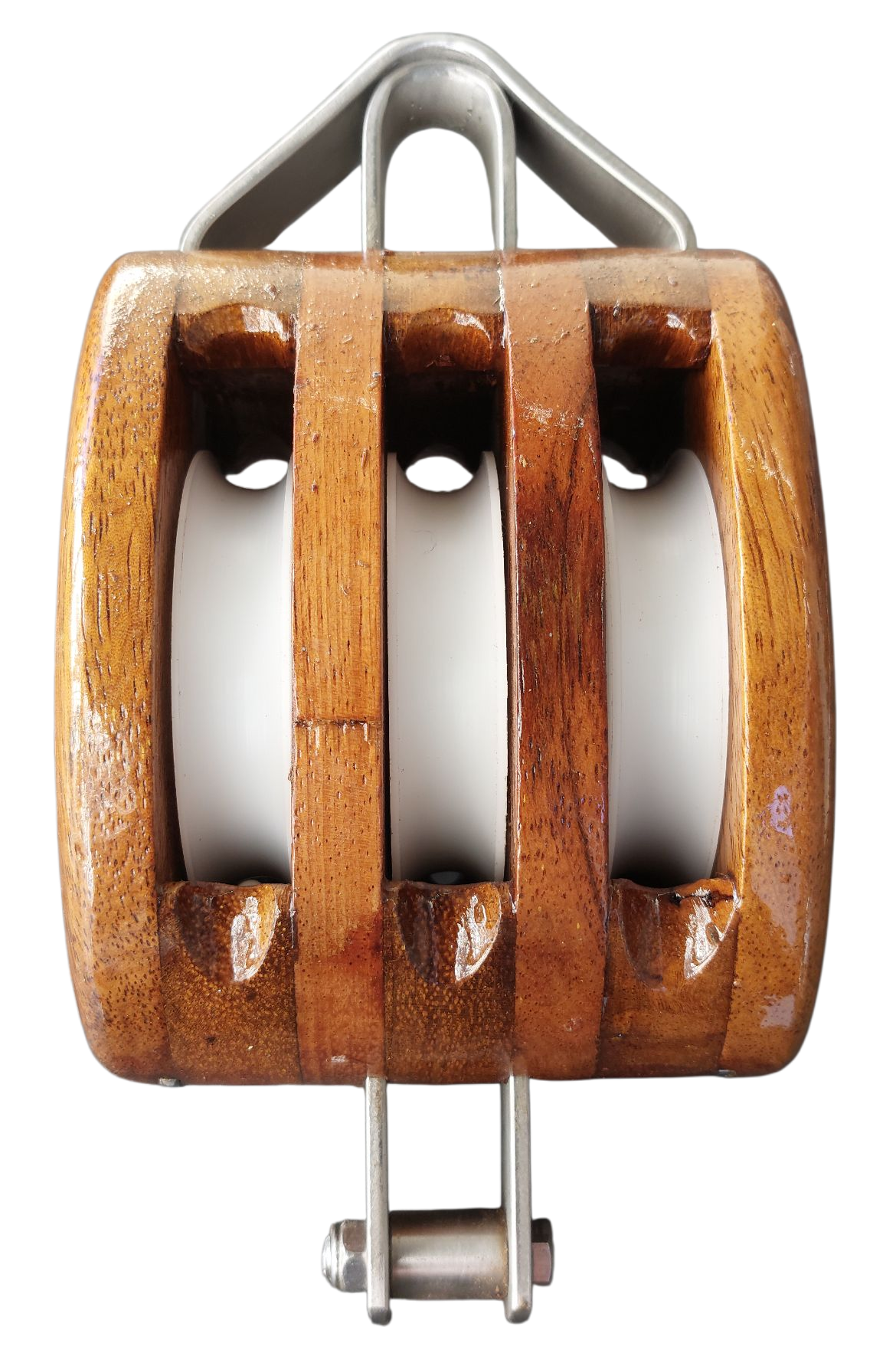 LARGE TRIPLE BINDING BLOCK with PLAIN SOLID BEARING SHEAVES and BECKET