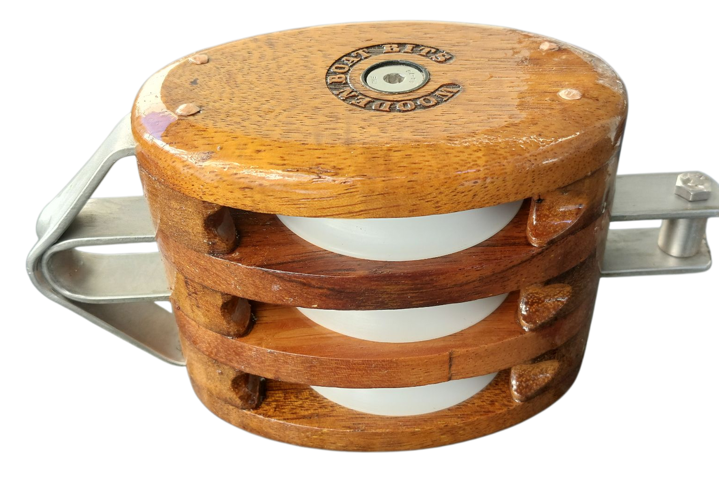 LARGE TRIPLE BINDING BLOCK with PLAIN SOLID BEARING SHEAVES and BECKET