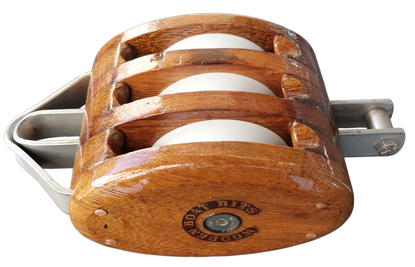 LARGE TRIPLE BINDING BLOCK with PLAIN SOLID BEARING SHEAVES and BECKET