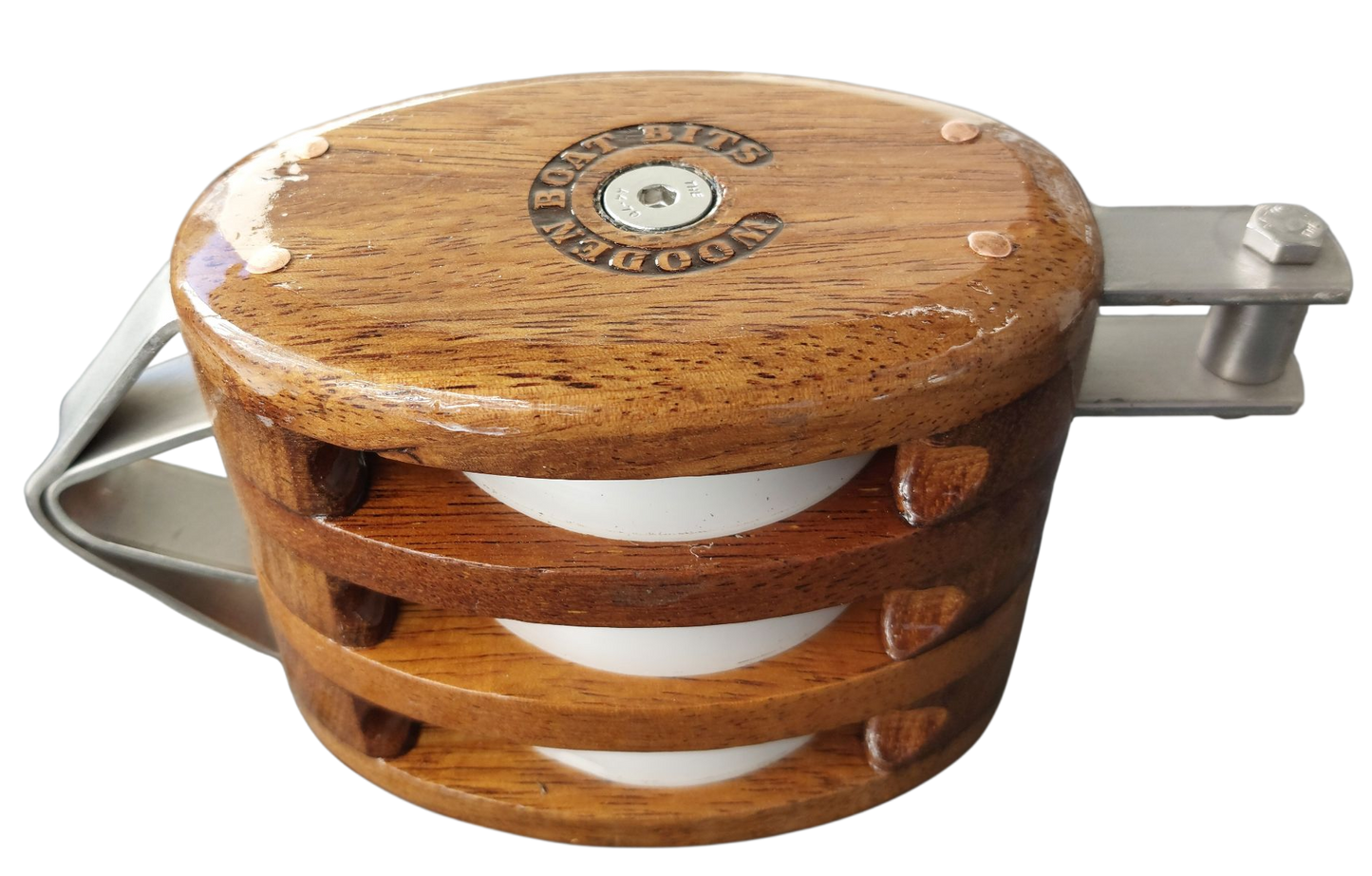 LARGE TRIPLE BINDING BLOCK with PLAIN SOLID BEARING SHEAVES and BECKET