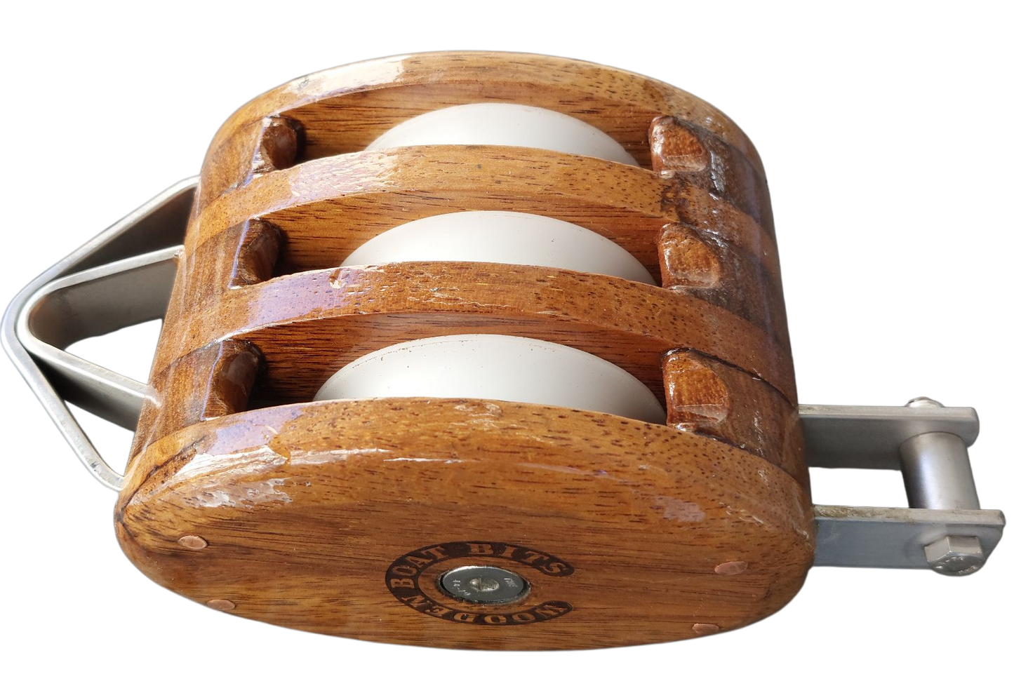 LARGE TRIPLE BINDING BLOCK with PLAIN SOLID BEARING SHEAVES and BECKET